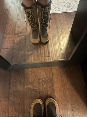 UGG Two-Tone Brown Suede Tall Lace-Up Boots
